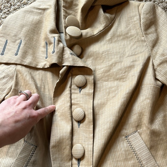 Anthro Casch Taupe Pinstripe Jacket - Picture 3 of 6